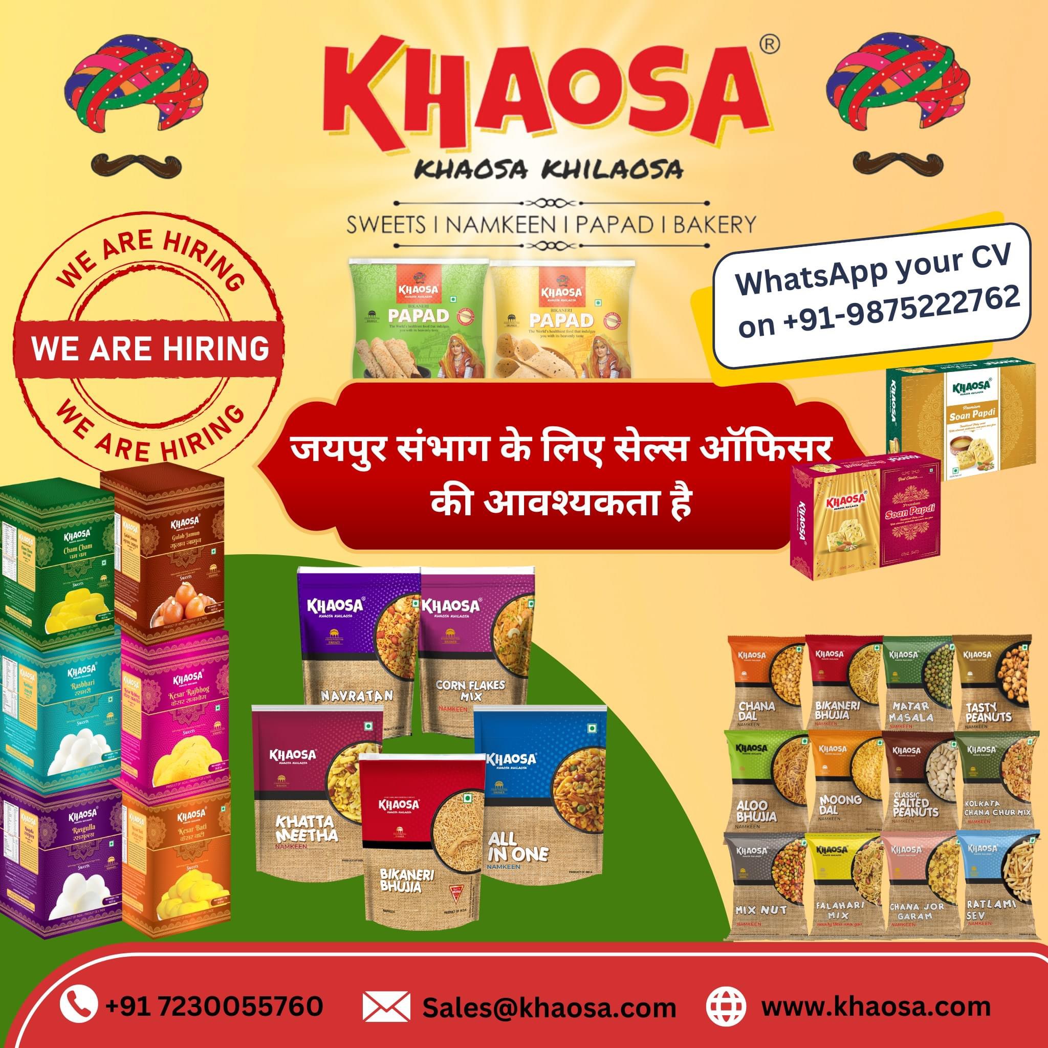 Sales officer Required in FMCG Company for Jaipur Division